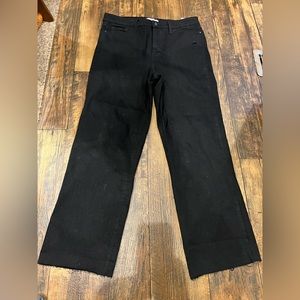 Black High Rise Crop Straight Leg